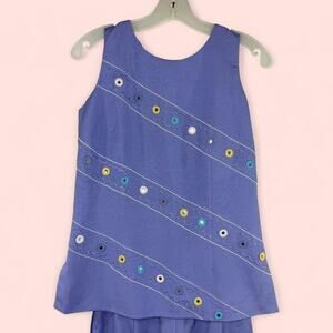 Vintage Outfit Mod 60s Style Lavender Embroidered Two Piece Set Size 4 P - Retro